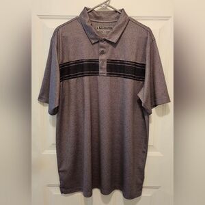 PGA Tour Men's Gray Striped Polo Shirt